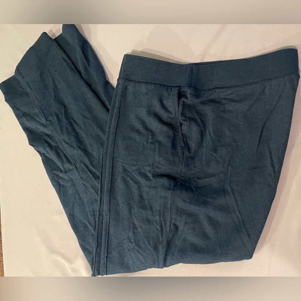 Purejill Tranquility Fleece Pintucked Pants, medium, Prussian blue heather color